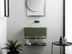 Lavabo Sospeso/Appoggio Wynn 50X40Xh.25 In Ceramica Opaco Verde Bamboo