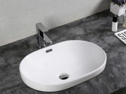 Lavabo Da Appoggio Maira 59,5x41 H19 In Ceramica Bianco Lucido