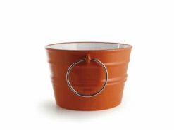 Lavabo Sospeso/Appoggio Bacile Cm.Ø46,5 H30 Con Anelli In Ceramica Lucido Arancio