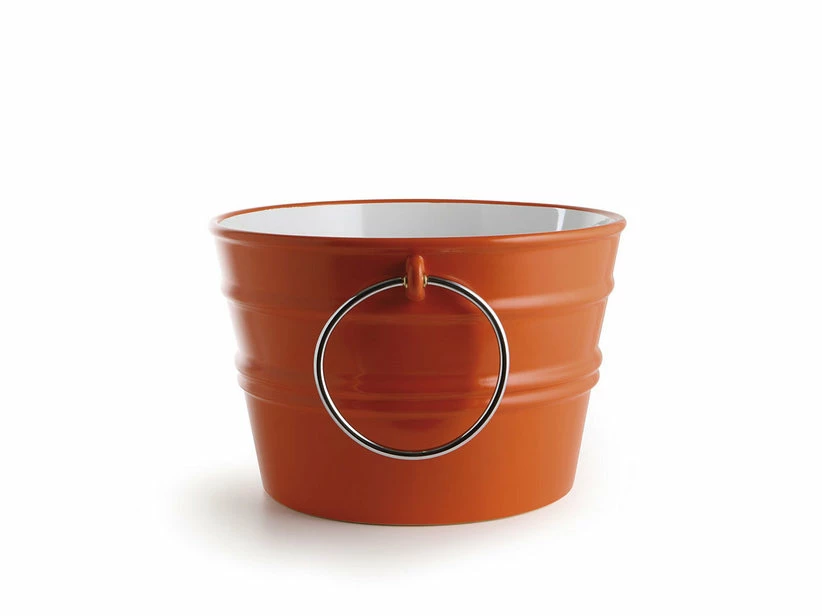 Lavabo Sospeso/Appoggio Bacile Cm.Ø46,5 H30 Con Anelli In Ceramica Lucido Arancio 3 Lavabo Sospeso/Appoggio Bacile Cm.Ø46,5 H30 Con Anelli In Ceramica Lucido Arancio