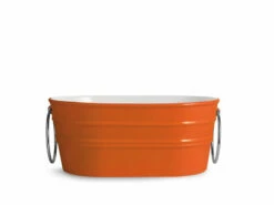 Lavabo Sospeso/Appoggio Tinozza 60X40Xh25 Con Anelli In Ceramica Lucido Arancio