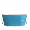 Lavabo Sospeso/Appoggio Tinozza 60X40Xh25 Con Anelli In Ceramica Lucido Ciano -arredo bagno negozio 20518 lavabo tinozza ciano lucido con anelli 60 40 25