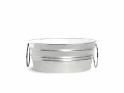 Lavabo Sospeso/Appoggio Tinozza 60X40Xh25 Con Anelli In Ceramica Opaco Argento