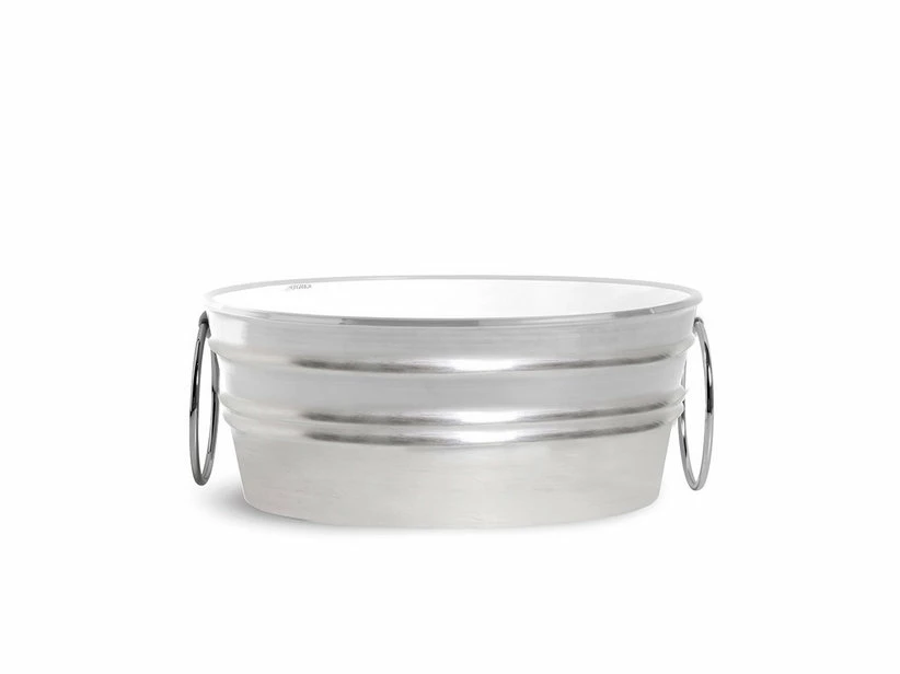 Lavabo Sospeso/Appoggio Tinozza 60X40Xh25 Con Anelli In Ceramica Opaco Argento 3 Lavabo Sospeso/Appoggio Tinozza 60X40Xh25 Con Anelli In Ceramica Opaco Argento