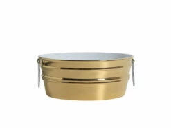 Lavabo Sospeso/Appoggio Tinozza 60X40Xh25 Con Anelli In Ceramica Lucido Oro