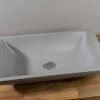 Lavabo Da Appoggio Piscina Cm 58,5X33,5 H12 In Resina E Cemento Grigio -arredo bagno negozio 21816