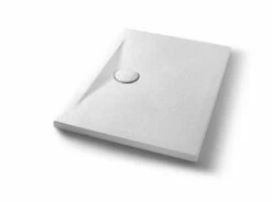 Piatto Doccia Appia Rettangolare 100x70 In Ceramica Effetto Pietra Bianco Gesso Opaco