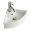 Lavabo Sospeso/Appoggio Ad Angolo Mini Segovia 46X32,5 H12,5 In Ceramica Lucido Bianco -arredo bagno negozio Segovia lavabo esquinera