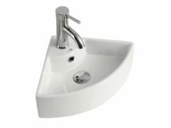 Lavabo Sospeso/Appoggio Ad Angolo Mini Segovia 46X32,5 H12,5 In Ceramica Lucido Bianco