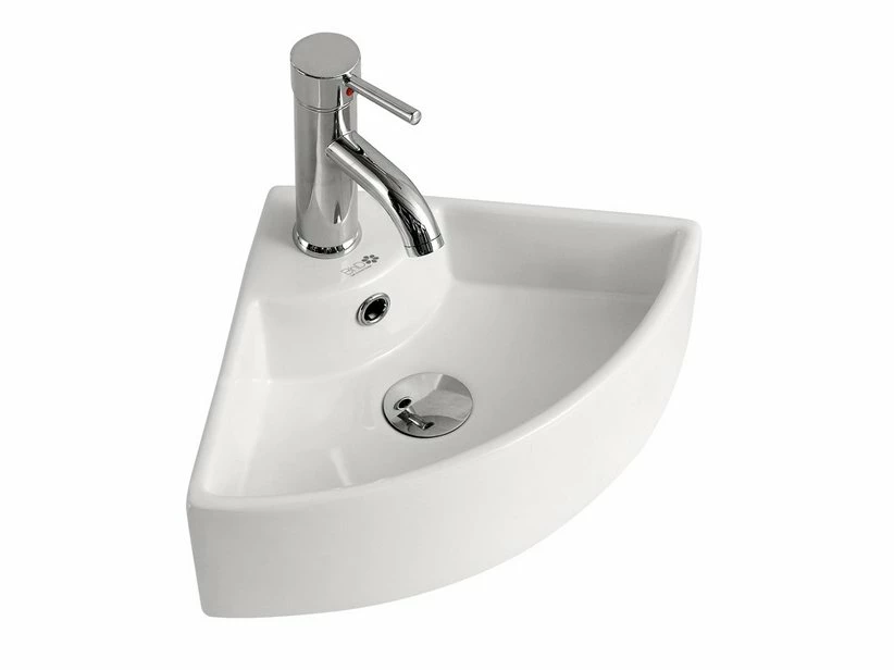 Lavabo Sospeso/Appoggio Ad Angolo Mini Segovia 46X32,5 H12,5 In Ceramica Lucido Bianco 3 Lavabo Sospeso/Appoggio Ad Angolo Mini Segovia 46X32,5 H12,5 In Ceramica Lucido Bianco