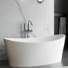 Vasca Freestanding Zurigo 160x71 Cm Senza Troppopieno Resina Bianco Opaco -arredo bagno negozio ambientazione 69227