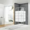 Box Doccia Angolare Arek 90x90 H190 Porte Scorrevoli Cristallo 6 Mm Trasparente Serigrafato Cromo -arredo bagno negozio arek box doccia quadrato 2 porte serigrafato cromo 1