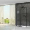 Box Doccia Arek 70x140x70 H190 Porta Scorrevole E 2 Lati Fissi Cristallo 6 Mm Trasparente Serigrafato Nero Opaco -arredo bagno negozio arek fisso porta fisso nero opaco 5