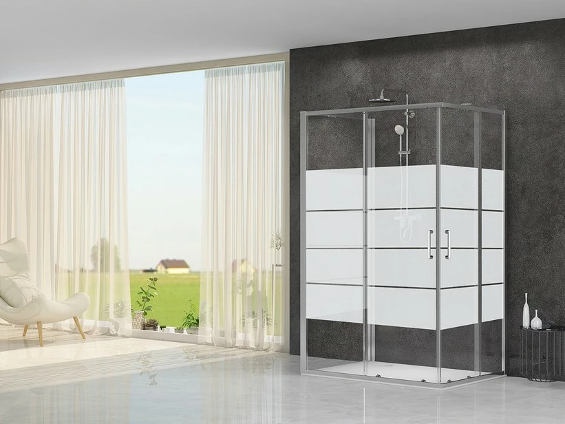 Box Doccia Arek 80x80x80 H190 Porte Scorrevoli E Lato Fisso Cristallo 6 Mm Trasparente Serigrafato Cromo 3 Box Doccia Arek 80x80x80 H190 Porte Scorrevoli E Lato Fisso Cristallo 6 Mm Trasparente Serigrafato Cromo