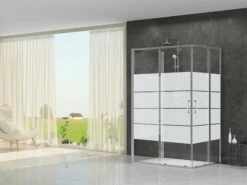 Box Doccia Arek 70x90x70 H190 Porte Scorrevoli E Lato Fisso Cristallo 6 Mm Trasparente Serigrafato Cromo