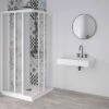 Box Doccia Angolare Skill 2 Ante Scorrevoli 70x100 Cm Acrilico Semitrasparente Effetto Bagnato Bianco Pastello -arredo bagno negozio box doccia skill 2 ante scorrevoli 3