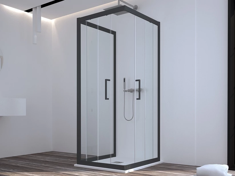 Box Doccia Zen 90x90x90 H190,4 2 Porte Scorrevoli E Lato Fisso Cristallo 6 Mm Trasparente Nero Opaco 3 Box Doccia Zen 90x90x90 H190,4 2 Porte Scorrevoli E Lato Fisso Cristallo 6 Mm Trasparente Nero Opaco