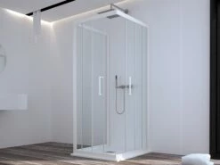 Box Doccia Zen 80x120x80 H190,4 Cm 2 Porte Scorrevoli E Lato Fisso Cristallo 6 Mm Trasparente Bianco Opaco