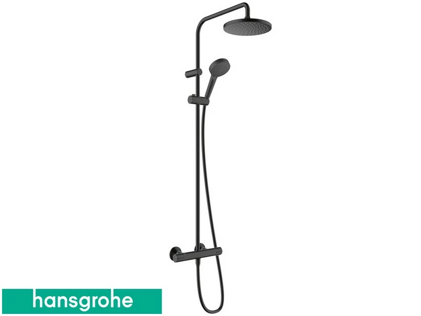 Colonna Doccia Hansgrohe® Vernis Blend Con Miscelatore Termostatico E Soffione Ø200 Tondo Nero 3 Colonna Doccia Hansgrohe® Vernis Blend Con Miscelatore Termostatico E Soffione Ø200 Tondo Nero