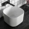 Lavabo Da Appoggio Alto Conca 40,5x40,50 H28 In Ceramica Bianco Lucido
