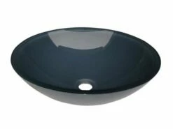 Lavabo Da Appoggio Pureglass Ciotola Ø42X14 Atlantic Cristallo Foglia Blu