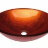 Lavabo Da Appoggio Pureglass Ciotola Cm. Ø42X14 Cristallo Foglia Arancio