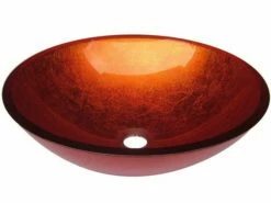 Lavabo Da Appoggio Pureglass Ciotola Cm. Ø42X14 Cristallo Foglia Arancio