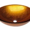 Lavabo Da Appoggio Pureglass Ciotola Cm. Ø42X14 Cristallo Foglia Oro