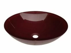 Lavabo Da Appoggio Pureglass Ciotola Ø42X14 Cristallo Foglia Red Purple