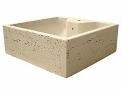 Lavabo Da Appoggio Top Quadrangola In Resina Opaco Travertino