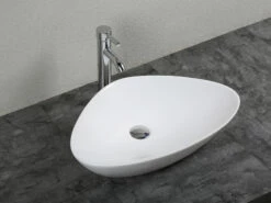 Lavabo Da Appoggio Panaro 59x39 H13,5 In Ceramica Bianco Lucido