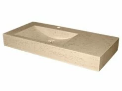 Lavabo Sospeso/Appoggio Consolle Vegas Liscia In Resina Opaco Travertino