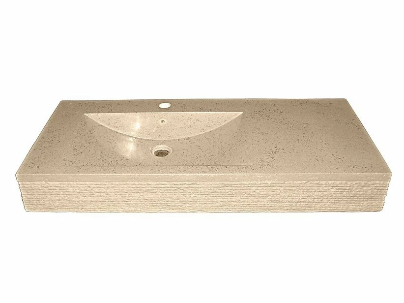 Lavabo Sospeso/Appoggio Consolle Vegas Rigata In Resina Opaco Travertino 3 Lavabo Sospeso/Appoggio Consolle Vegas Rigata In Resina Opaco Travertino