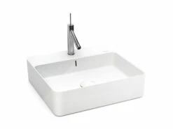 Lavabo Sospeso/Appoggio Design Santona 45X42X13 In Ceramica Lucido Bianco