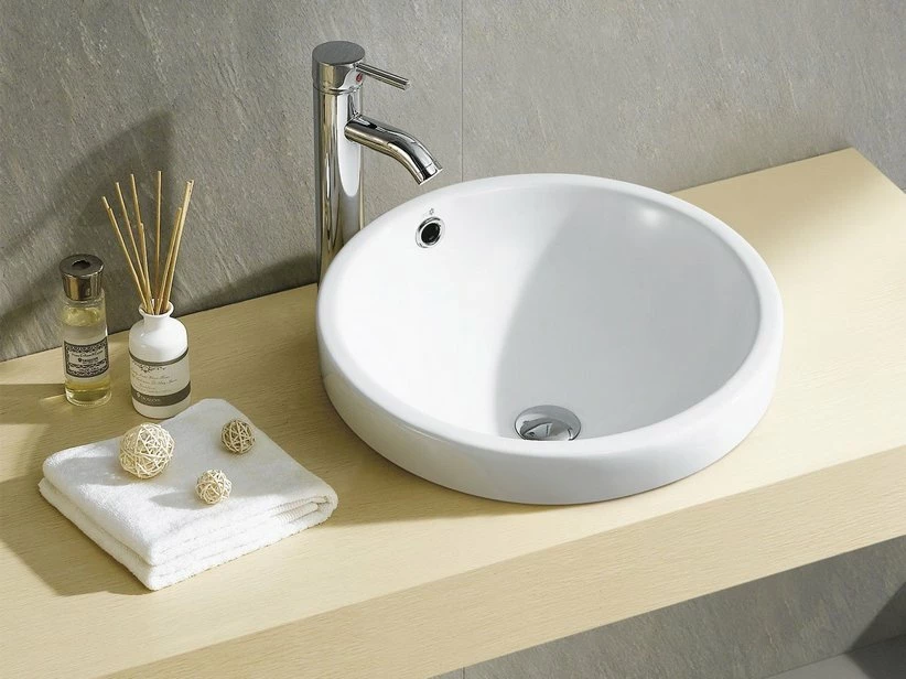 Lavabo Semincasso Soprapiano Lille Ø46,5 H6,3 In Ceramica Lucido Bianco 3 Lavabo Semincasso Soprapiano Lille Ø46,5 H6,3 In Ceramica Lucido Bianco