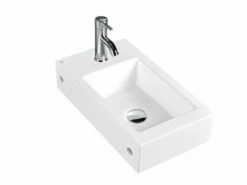 Lavabo Sospeso/Appoggio Merida 46X26,5 H11 In Ceramica Lucido Bianco