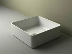 Lavabo Da Appoggio Piuma Quadrato 40X40 H12 In Ceramica Lucido Bianco