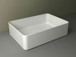 Lavabo Da Appoggio Piuma Rettangolare 50X35 H12 In Ceramica Lucido Bianco
