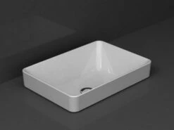 Lavabo Semincasso Soprapiano Piuma 50X35 H7,5 In Ceramica Lucido Bianco