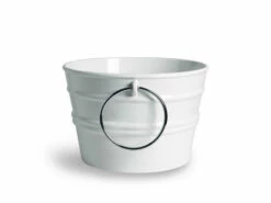 Lavabo Sospeso/Appoggio Bacile Midi Cm.Ø38 H24 Con Anelli In Ceramica Lucido Bianco