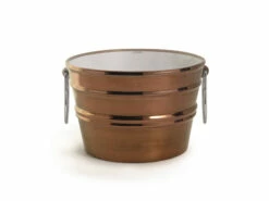 Lavabo Sospeso/Appoggio Bacile Midi Cm.Ø38 H24 Con Anelli In Ceramica Lucido Rame