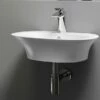 Lavabo Sospeso/Appoggio Berlino 55 Cm In Ceramica Bianco -arredo bagno negozio lavabo sospeso appoggio berlino 50 55 cm in ceramica bianco amb 1