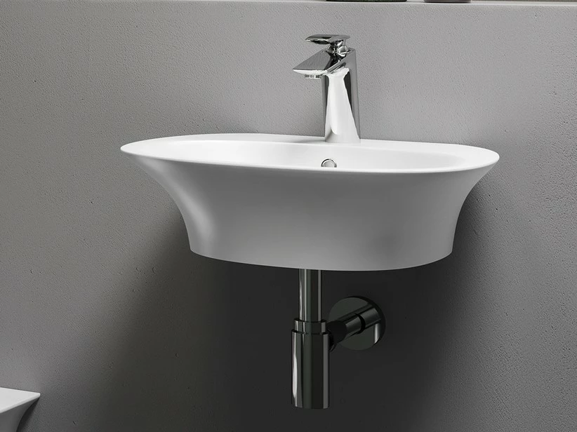 Lavabo Sospeso/Appoggio Berlino 55 Cm In Ceramica Bianco 3 Lavabo Sospeso/Appoggio Berlino 55 Cm In Ceramica Bianco