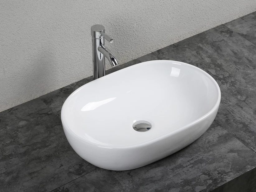 Lavabo Da Appoggio Ticino 60x42 H14 In Ceramica Bianco Lucido 3 Lavabo Da Appoggio Ticino 60x42 H14 In Ceramica Bianco Lucido