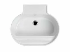 Lavabo Lavanderia Tino 60X50Xh30 Con Strofinatoio Bianco Lucido