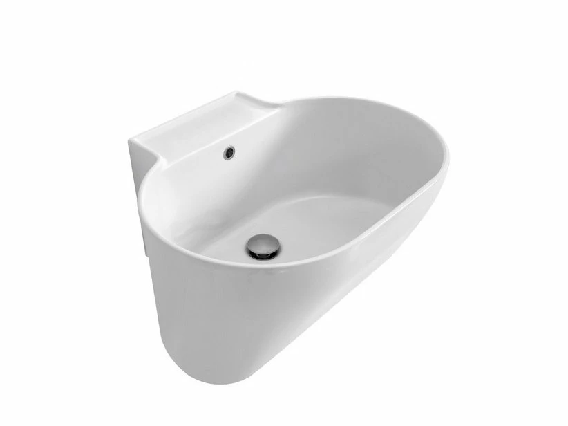 Lavabo Sospeso/Appoggio Tino 60X50Xh.30 In Ceramica Lucido Bianco 3 Lavabo Sospeso/Appoggio Tino 60X50Xh.30 In Ceramica Lucido Bianco