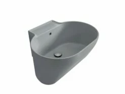 Lavabo Lavatoio Sospeso/Appoggio Tino 60X50Xh.30 In Ceramica Opaco Grigio