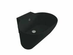 Lavabo Lavatoio Sospeso/Appoggio Tino 60X50Xh.30 In Ceramica Opaco Nero