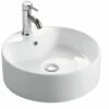 Lavabo Da Appoggio Yakarta Ø46 H15 In Ceramica Lucido Bianco -arredo bagno negozio lavabo yakarta