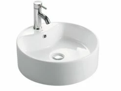 Lavabo Da Appoggio Yakarta Ø46 H15 In Ceramica Lucido Bianco